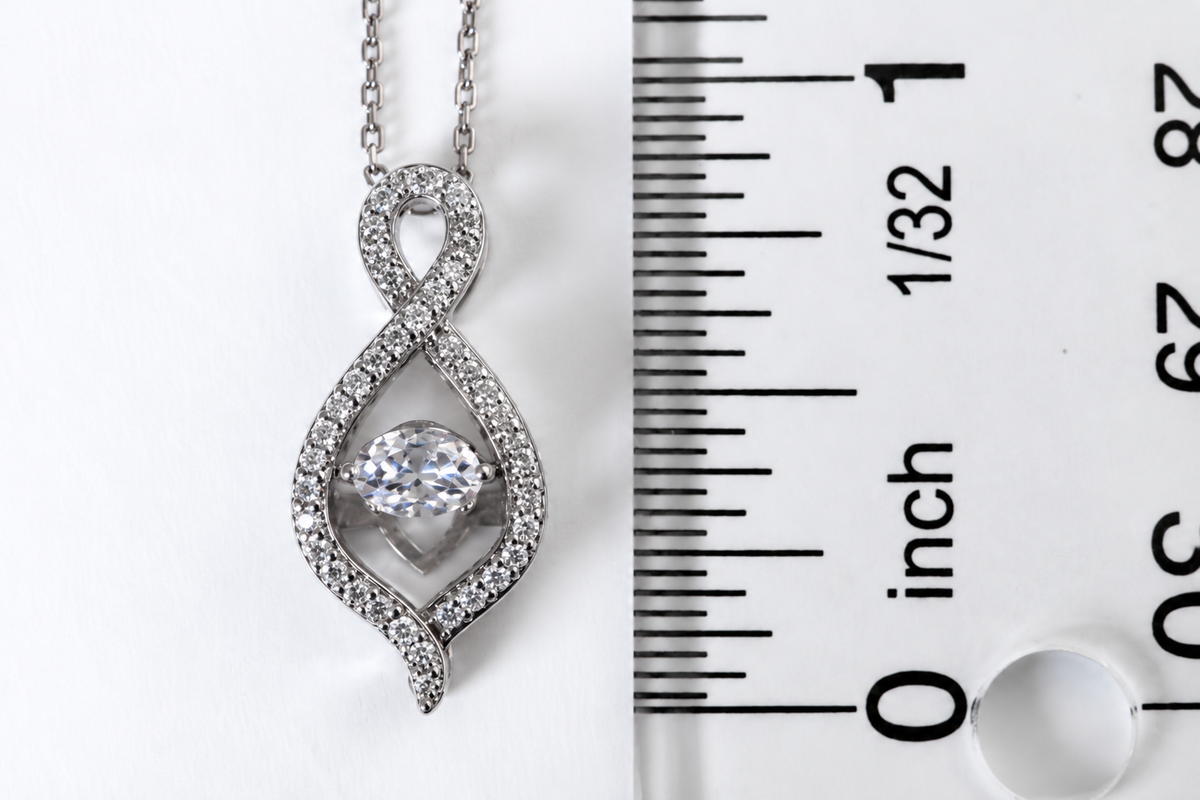Sterling Silver Figure 8 Necklace with Moving Cubic Zirconia