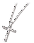 Genuine Sterling Silver Cross with Clear Cubic Zirconia Necklace