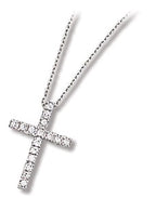 Genuine Sterling Silver Cross with Clear Cubic Zirconia Necklace