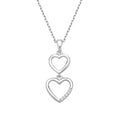 Genuine Sterling Silver Double Heart Drop Necklace with Genuine White Topaz