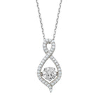 Genuine Sterling Silver Cubic Zirconia Figure 8 with Moving Cubic Zirconia Center Necklace