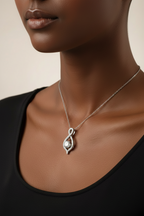Genuine Sterling Silver Cubic Zirconia Figure 8 with Moving Cubic Zirconia Center Necklace