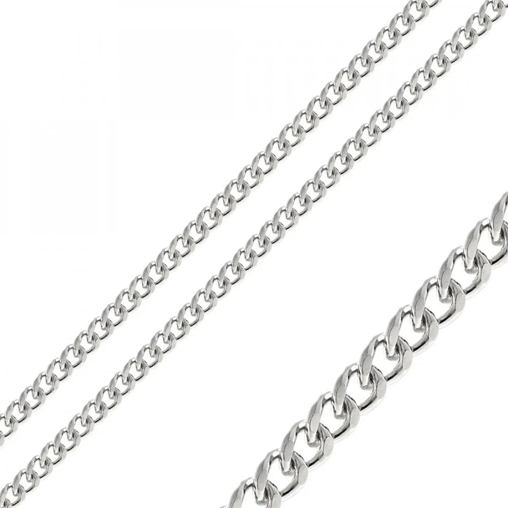 Rhodium Plated Stainless Steel 6 MM Curb Link Chain Necklace - 20"