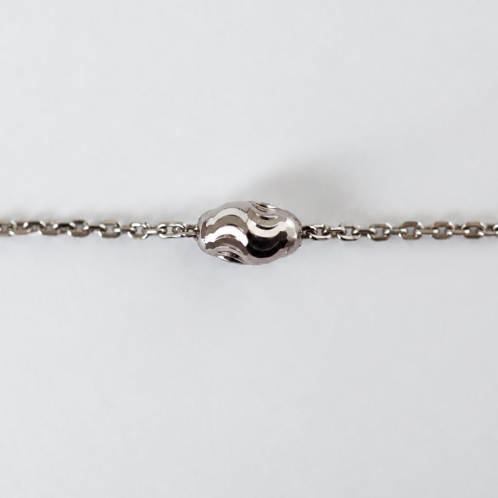 Sterling Silver Moon Cut Necklace with Rhodium Finish