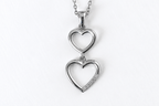 Sterling Silver Double Heart Drop Necklace with White Topaz