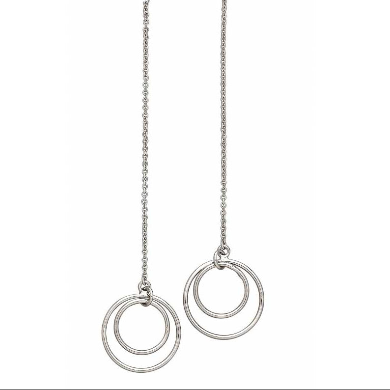 Genuine Sterling Silver Double Circle Threader Earring