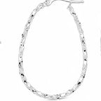 Genuine Sterling Silver Silver Diamond Cut Twisted Oval Hoop Earrings - 30mm