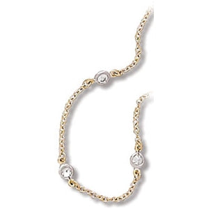 Sterling Silver Two-Tone Cubic Zirconia Station Bracelet