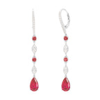 Genuine Sterling Silver Pear Shaped Cubic Zirconia Drop with Clear Cubic Zirconia Earrings