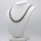 Rhodium Plated Stainless Steel 6.5 MM Curb Link Chain Necklace - 16"