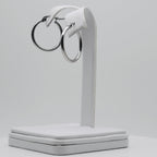 Rhodium Plated Stainless Steel Plain Hoop Earrings - 18mm