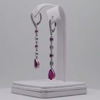 Genuine Sterling Silver Pear Shaped Cubic Zirconia Drop with Clear Cubic Zirconia Earrings