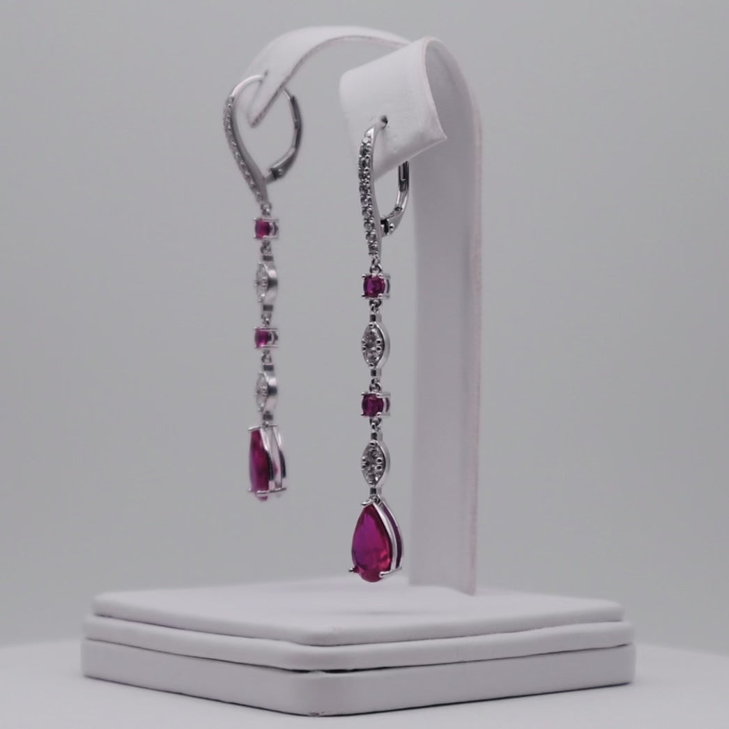 Genuine Sterling Silver Pear Shaped Cubic Zirconia Drop with Clear Cubic Zirconia Earrings