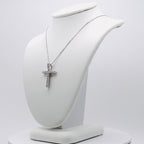 Genuine Sterling Silver Cross with Clear Cubic Zirconia Necklace