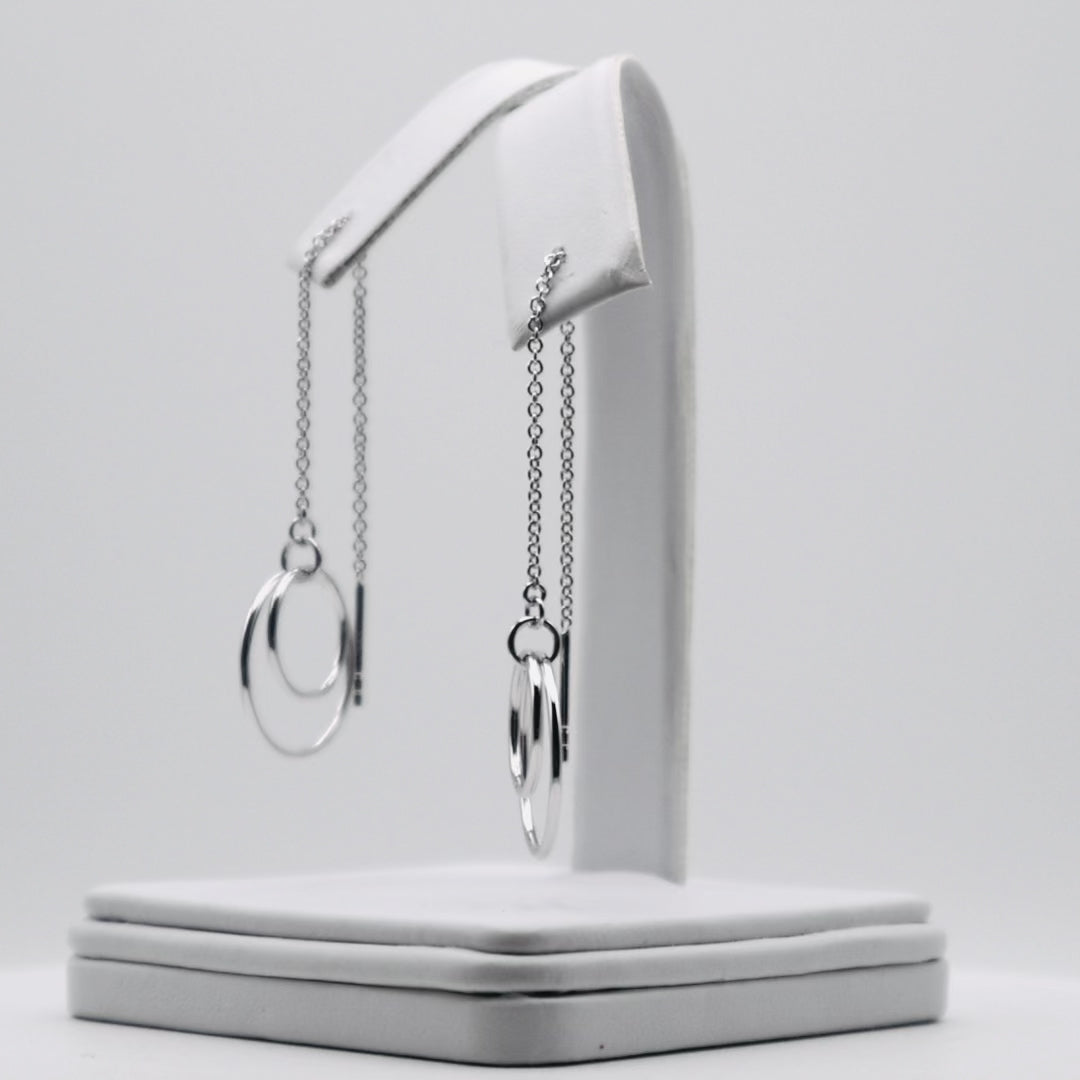 Genuine Sterling Silver Double Circle Threader Earring
