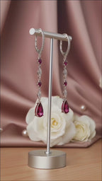 Genuine Sterling Silver Pear Shaped Cubic Zirconia Drop with Clear Cubic Zirconia Earrings