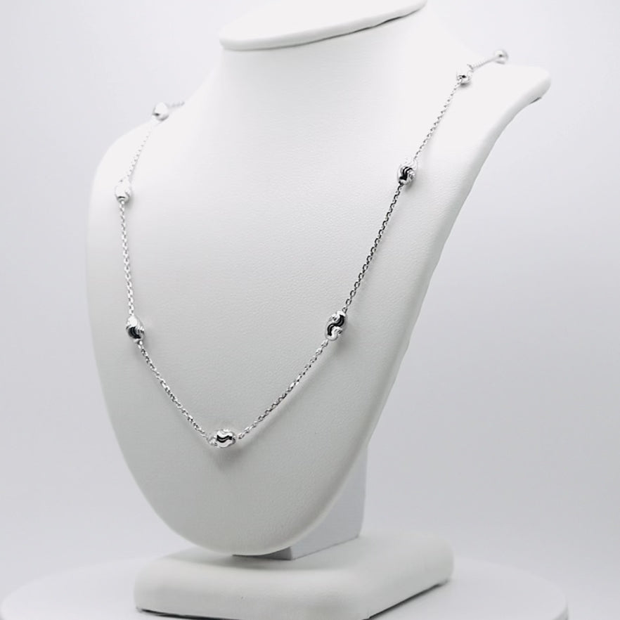Genuine Sterling Silver Rhodium Moon Cut Necklace 18"