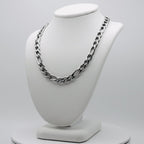 Rhodium Plated Stainless Steel 6 MM Figaro Link Chain Necklace - 18"