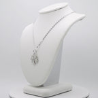 Rhodium Plated Genuine Sterling Silver Mother of Pearl and Cubic Zirconia Clover Necklace