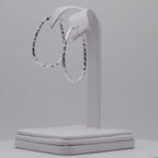 Genuine Sterling Silver Silver Diamond Cut Twisted Oval Hoop Earrings - 30mm