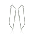 Rhodium Plated Stainless Steel Rectangle Crinkle Hoops Earrings - 30mm