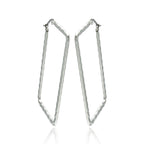 30mm Crinkle Rectangle Hoop Earrings in Rhodium Stainless Steel